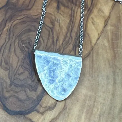 Silver Spoon Bowl Pendant - Hammered Texture - Small